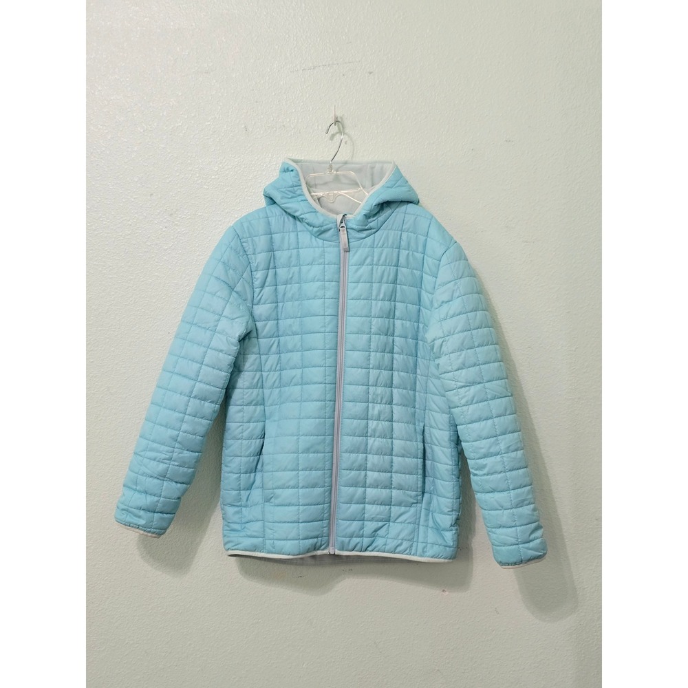 Cat & Jack Blue Puffer Quilt Fleece Lined Hoodie Full Zip Girls‎ Youth Jacket XL